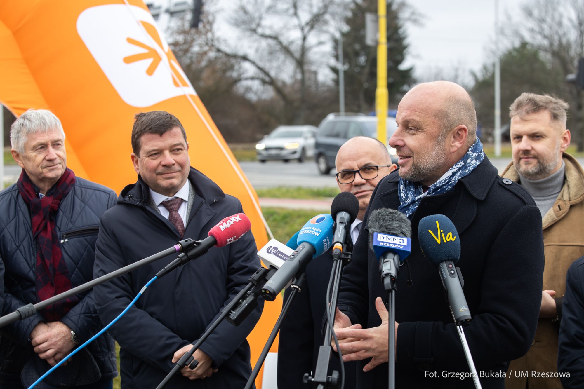 zdjęcie z konferencji prasowej dotyczącej budowy łącznika pomiędzy ulicą Warszawską a Krakowską w Rzeszowie, fot. Grzegorz Bukała, Urząd Miasta Rzeszowa